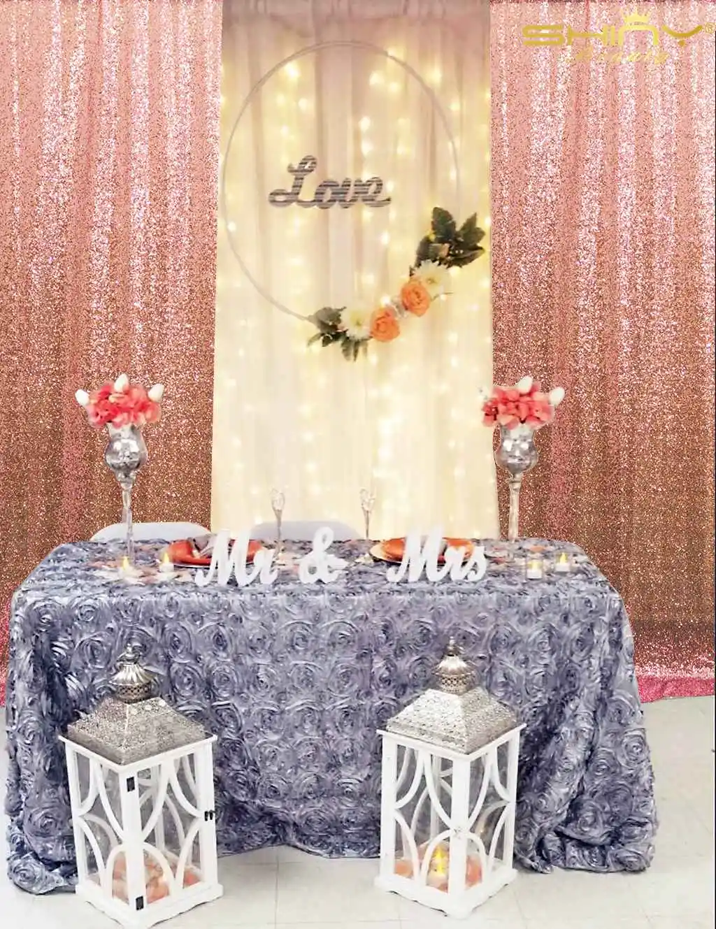 2FTx10FT блестящая занавеска розовая Рождественская декорация с блестками для