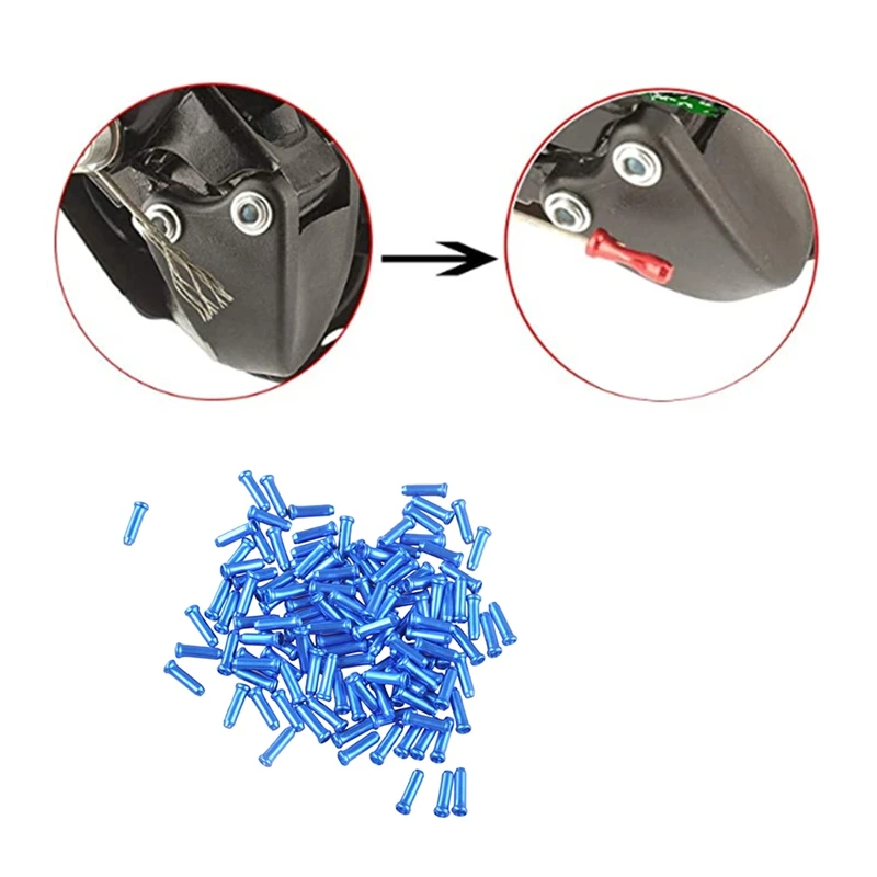 

Hot AD-500Pcs Cable End Crimp Bike Cable End Caps Cable Caps for Bike Shift Alloy Road Mountain Bike Brake Tips Shifter Blue