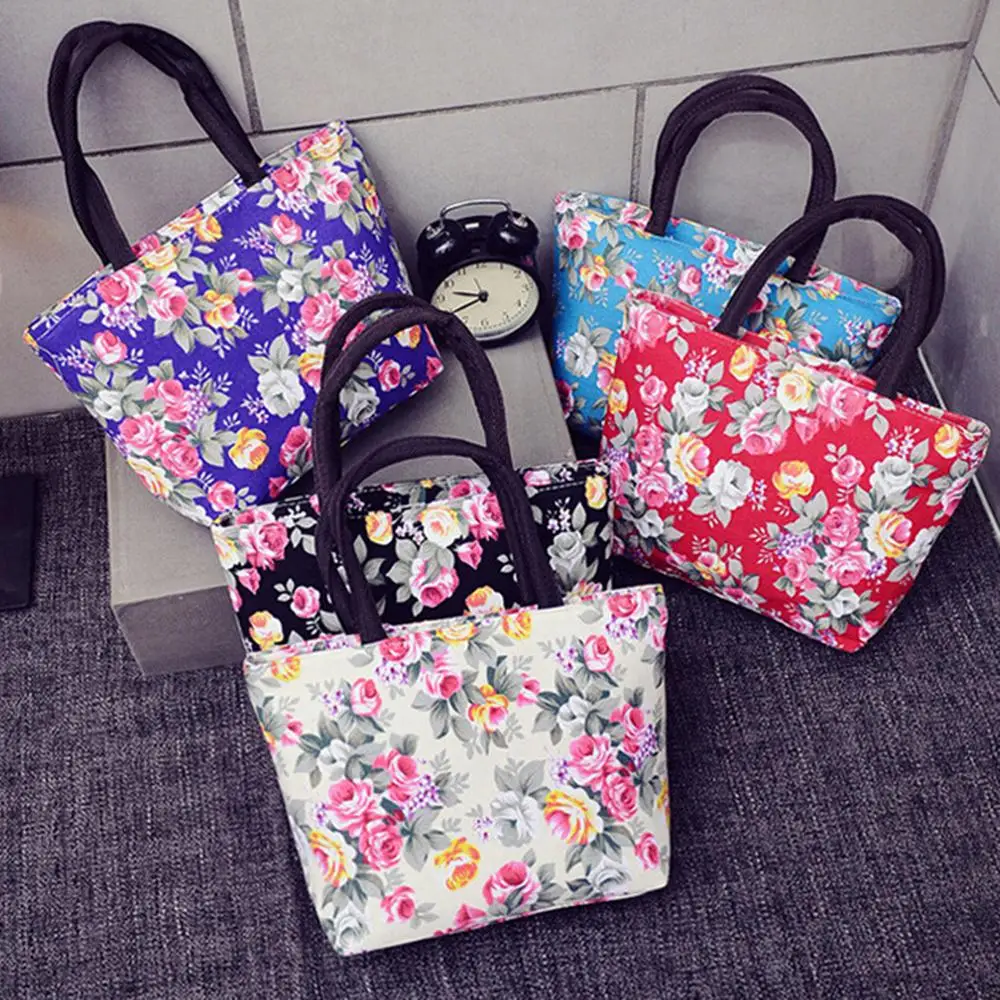 1 шт. Женская Холщовая Сумка-тоут с цветочным принтом | Багаж и сумки