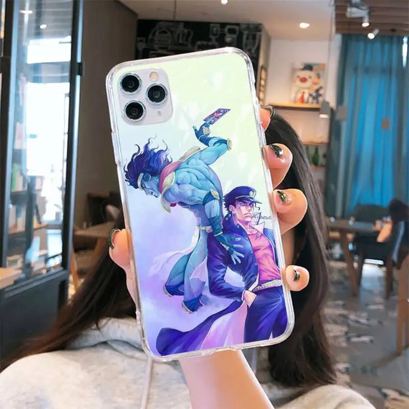 

JoJo Bizarre Adventure Phone Case Transparent for iPhone 6 7 8 11 12 s mini pro X XS XR MAX Plus cover funda shell