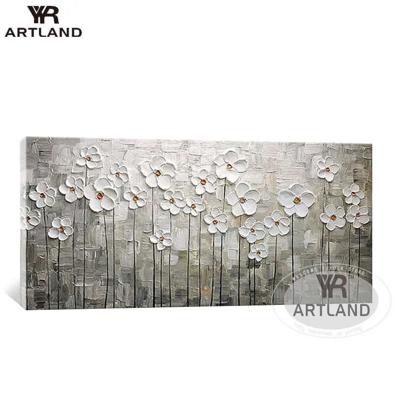 Современные настенные украшения ручная работа холст картина маслом белые цветы