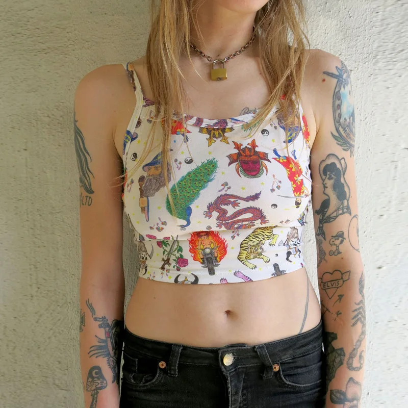 2020 женская летняя модная повседневная майка тонкий укороченный жилет с животным