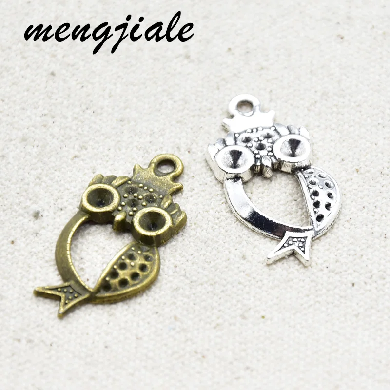 

10pcs Wholesale Two Color Hollow Owl Charms Zinc Alloy Metal Bird Pendants For DIY Handmade Jewelry Accessories Making 35*17mm
