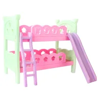 Doll house Furniture European Style Double Bed for 11.5 inches doll Simulation Bunk Crib bedroom accessories Kids Toys