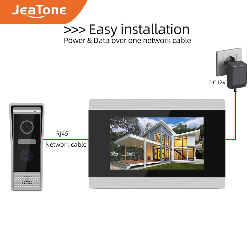 Видеодомофон Jeatone беспроводной Wi-Fi IP-видеодомофон с одним сенсорным экраном 7
