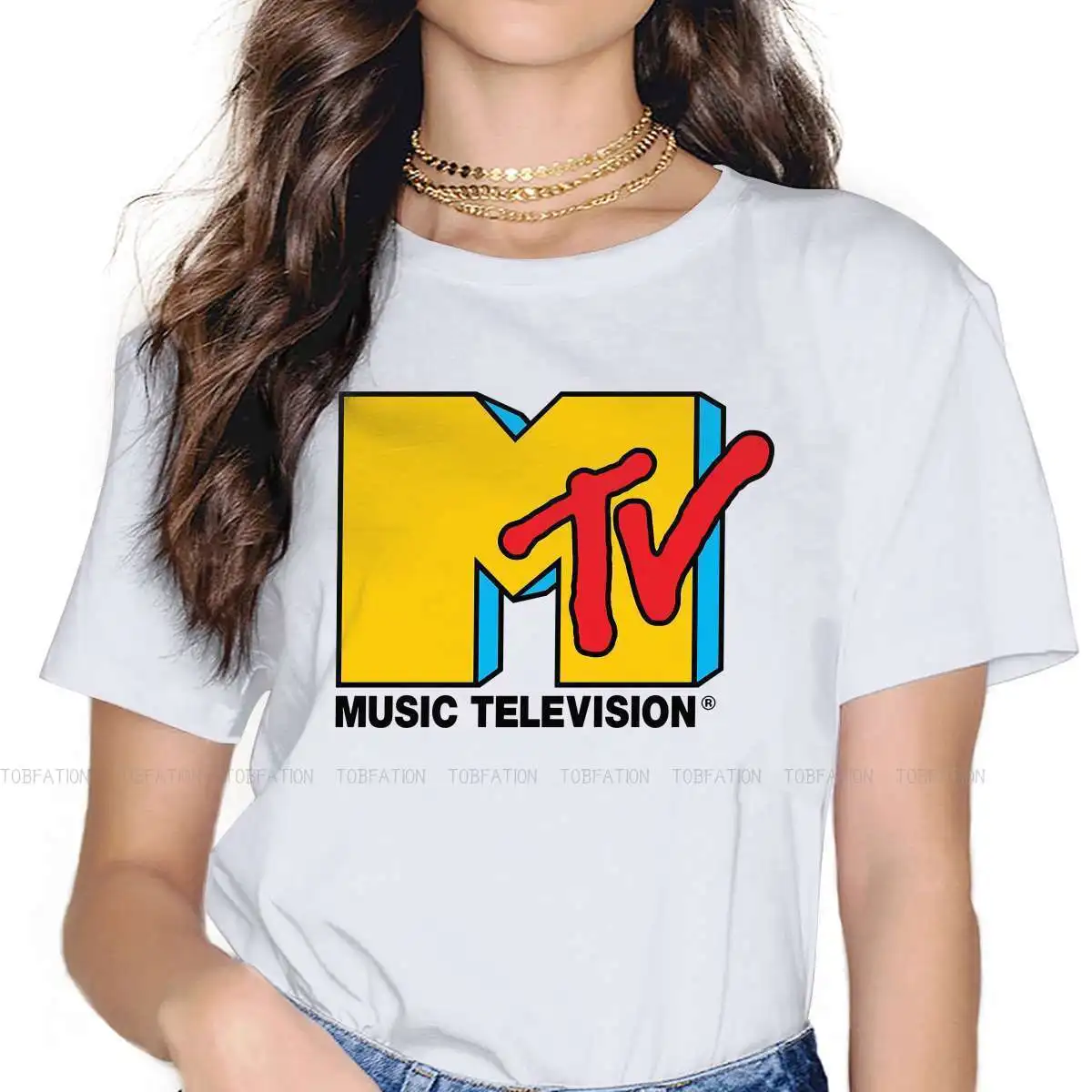 

Хипстерские футболки MTV, музыкальное искусство, Женская ткань, уличная одежда, футболка с круглым вырезом, оверсайз