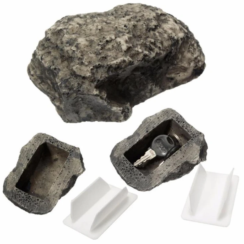 

Outdoor Spare Garden Key Box Rock Hidden Hide In Stone Security Safe Storage Hiding Containers Safe Box Mini locker
