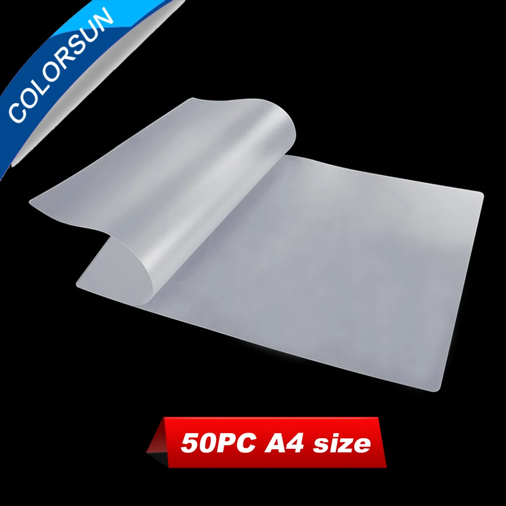 

Colorsun 50PC A4 DTF PET Film For Direct Transfer Film Printing For DTF Ink Printing PET Film DTF double side Transfer film