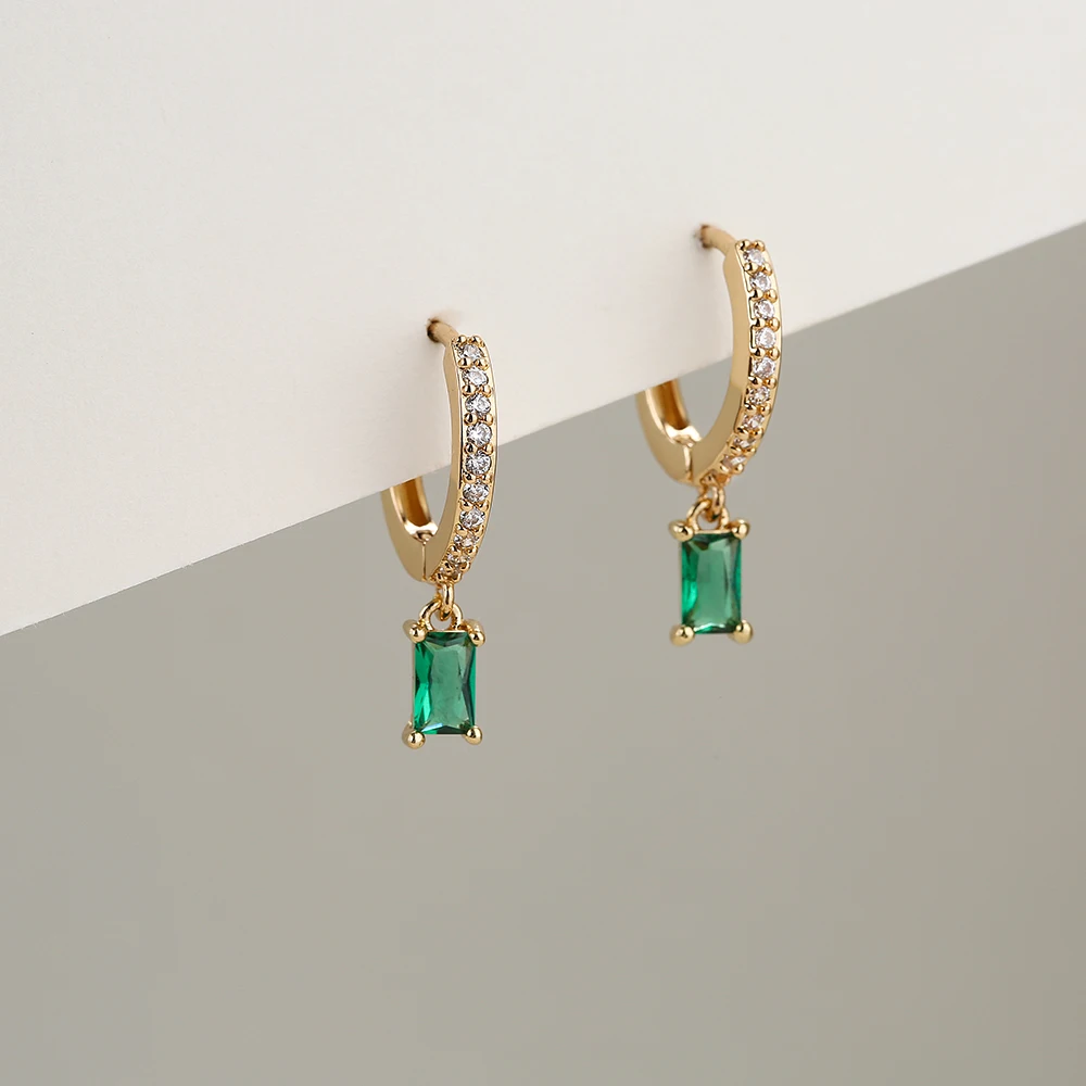 

ASCONA Copper Square Green Zircon Circle Hanging Hoop Earrings Loops Crystal Women Piercing Ohrringe Fashion Party Jewelry Gift