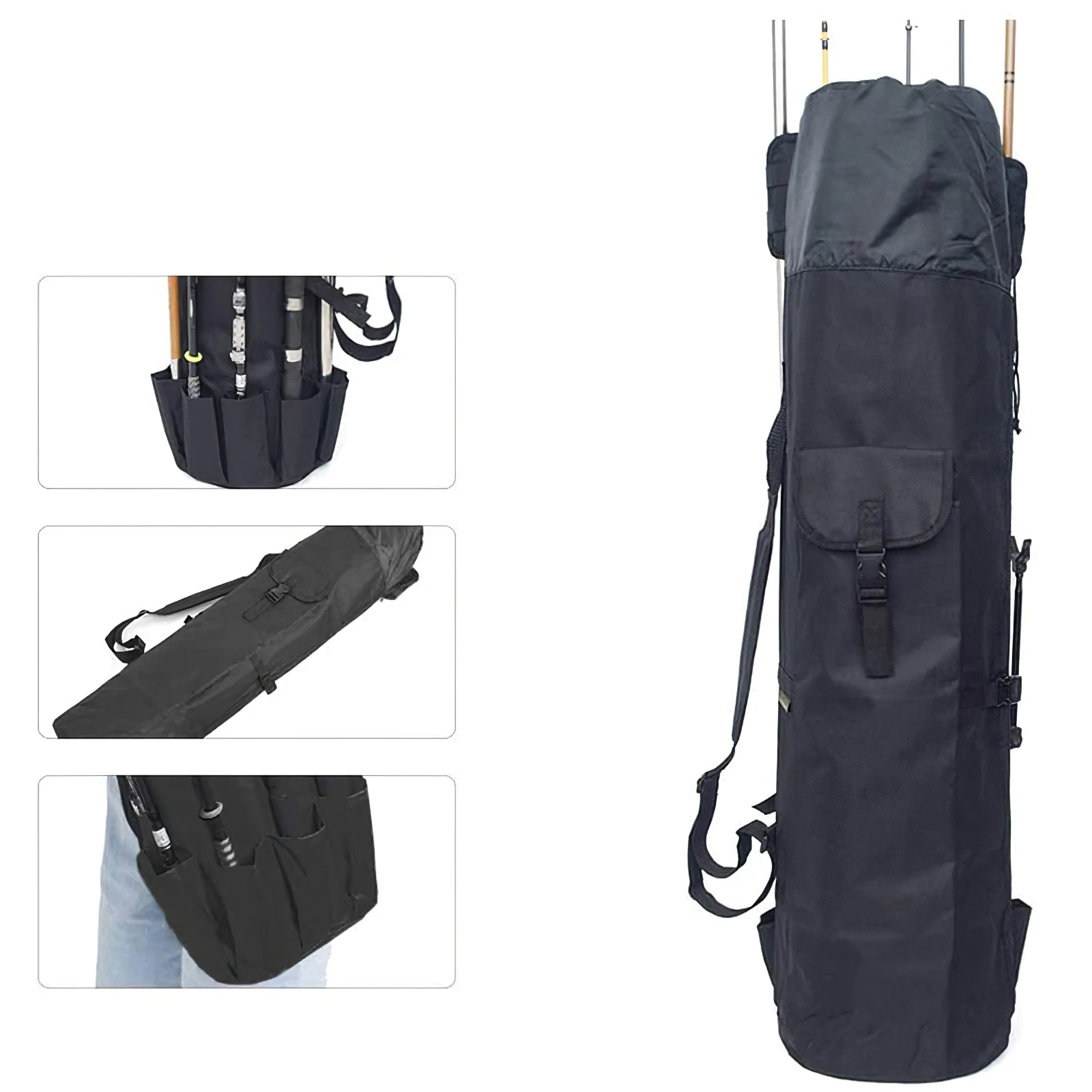 

Сумка для удочки, вместительная сумка для рыболовных снастей, Прочная Складная сумка из ткани Оксфорд для рыболовных катушек 123*34 см/48*13 дюйм...