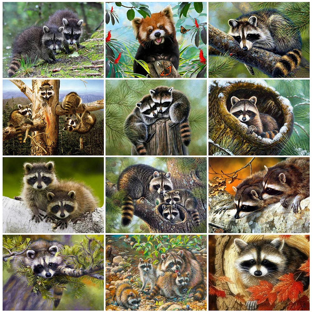 

HUACAN 5D алмазная картина полностью квадратный енот Diy Алмазная вышивка животное домашний декор ручной работы