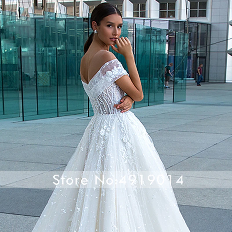 Элегантное свадебное платье с открытыми плечами vestido de noiva кружевное платье с аппликацией со шлейфом в стиле бохо для невесты шикарные свадебные платья
