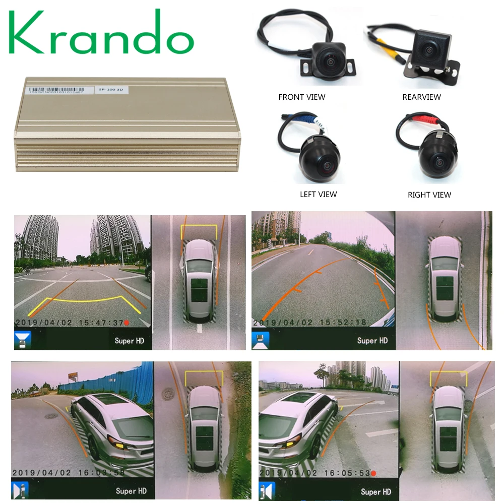 Новейшая автомобильная система контроля объемного вида Krando 3D с обзором на 360