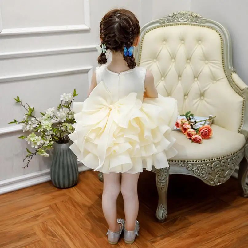 Baby Girl clothing for Baptism Princess Dress Birthday Party Wedding Evening Gown kids Pageant bow dress girls L296 |