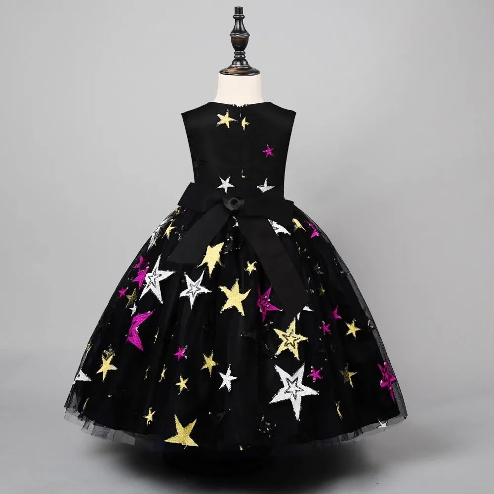 Детские платья для девочек вечернее платье с изображением ночного неба и звезд
