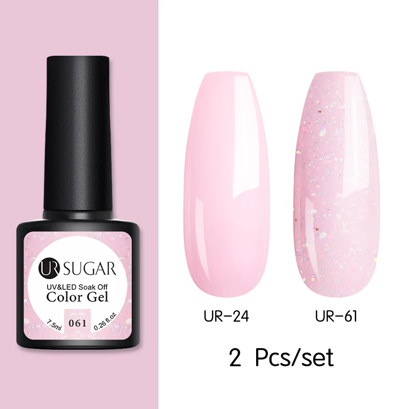 Ur Sugar 7,5 мл розовое золото блестящий Гель-лак для ногтей розовый Цвет гель-блестки для ногтей искусство замочить от УФ-гель-лака УФ светодиодный - Цвет: Set 13