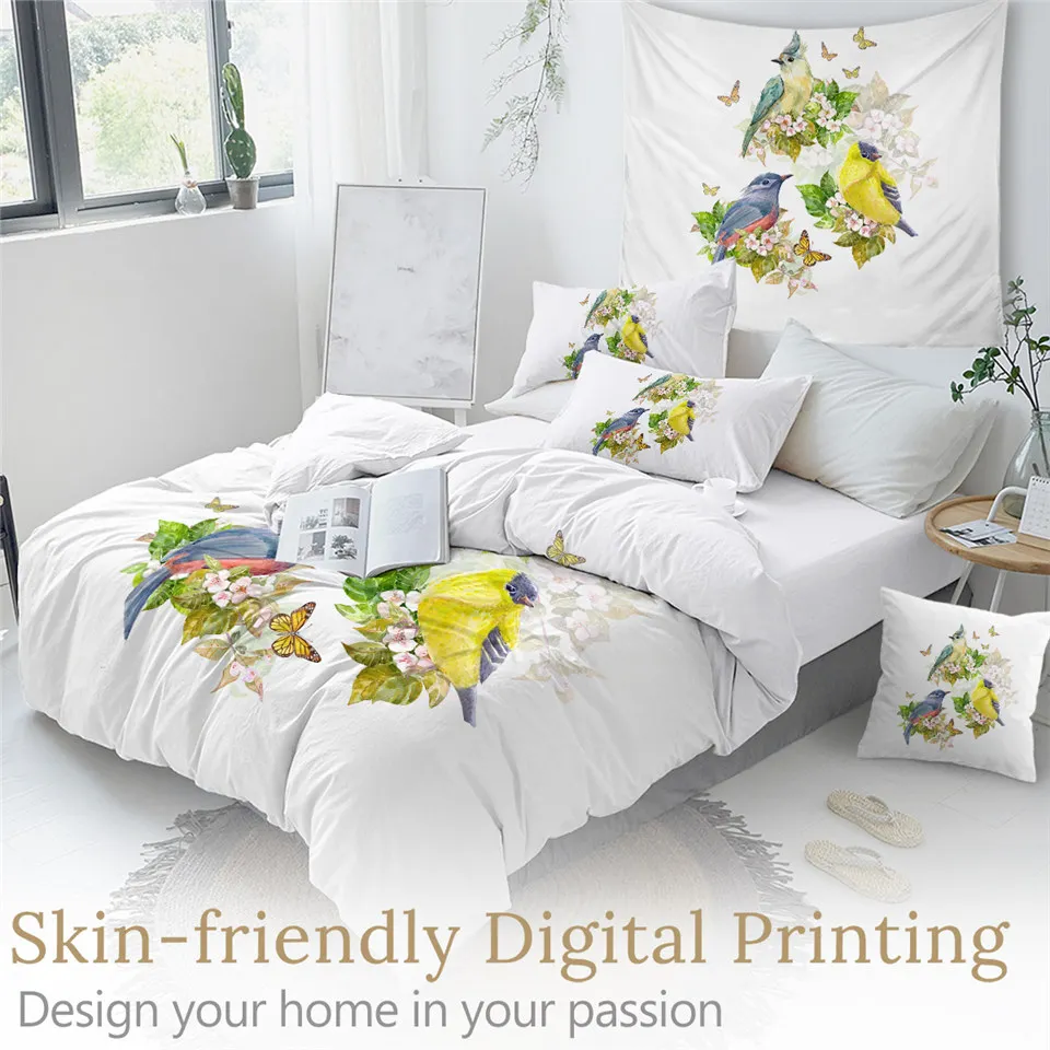 BeddingOutlet Bird Bedding Set Butterfly Duvet Cover Flower Bedclothes Floral Bedspread 3d Archaic Branches Home Decorations | Дом и сад