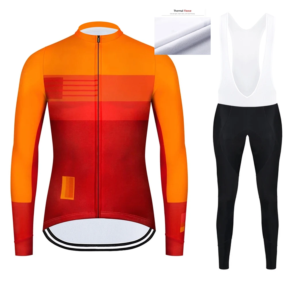 Мужской зимний комплект для велоспорта теплый флисовый трикотажная футболка с