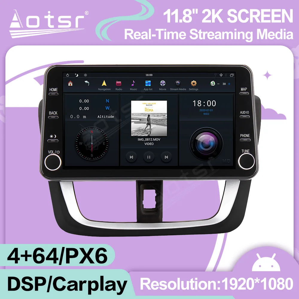 

Android 9 For Toyota Yaris Vios 2014 2015 2016 2017 Stereo GPS Navi Carplay Screen Multimedia Player Radio Audio Auto Head Unit