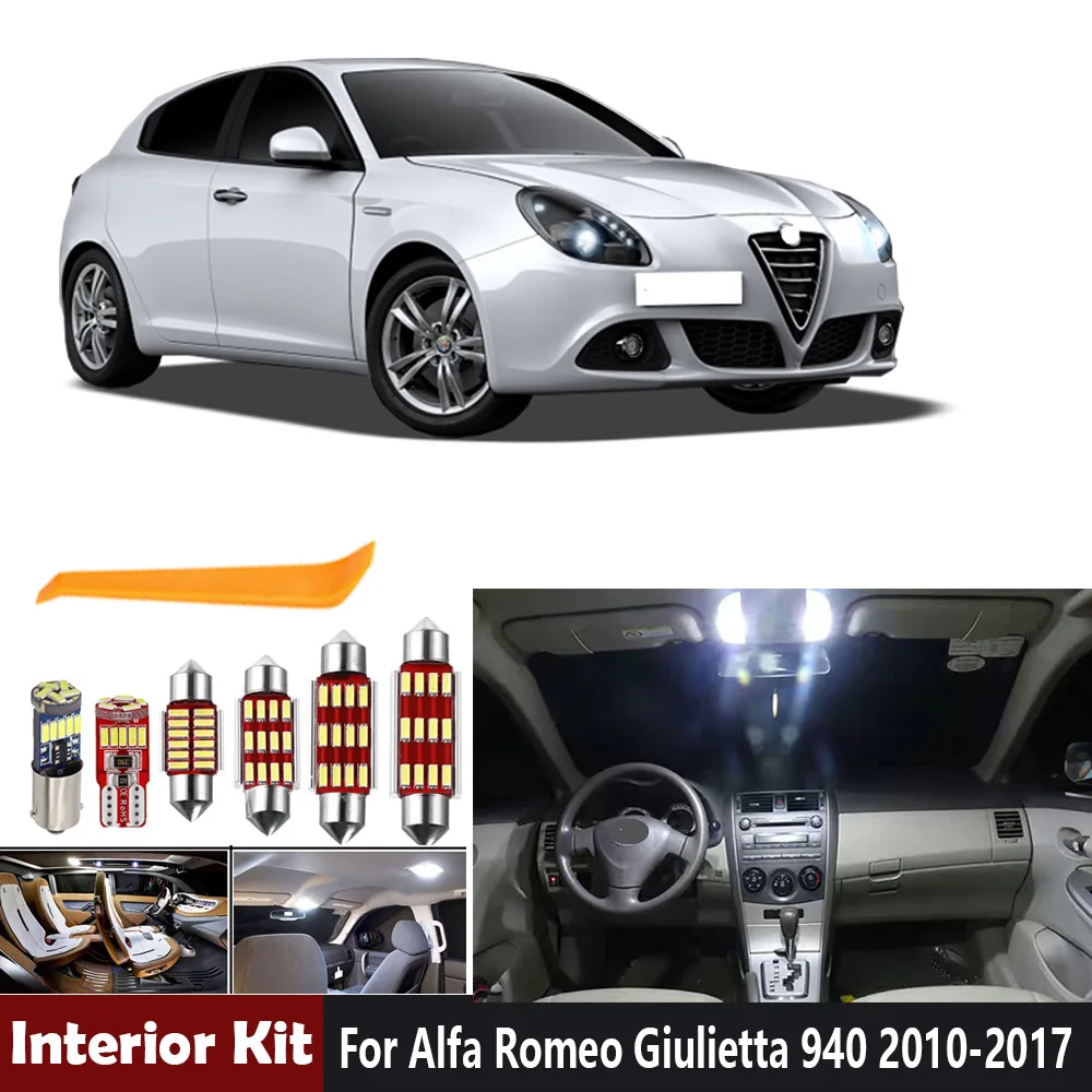 11pcs White Canbus No Error Car LED Bulbs Interior Dome Map Light Kit For Alfa Romeo Giulietta 940 2010-2017 Trunk Door Lamp