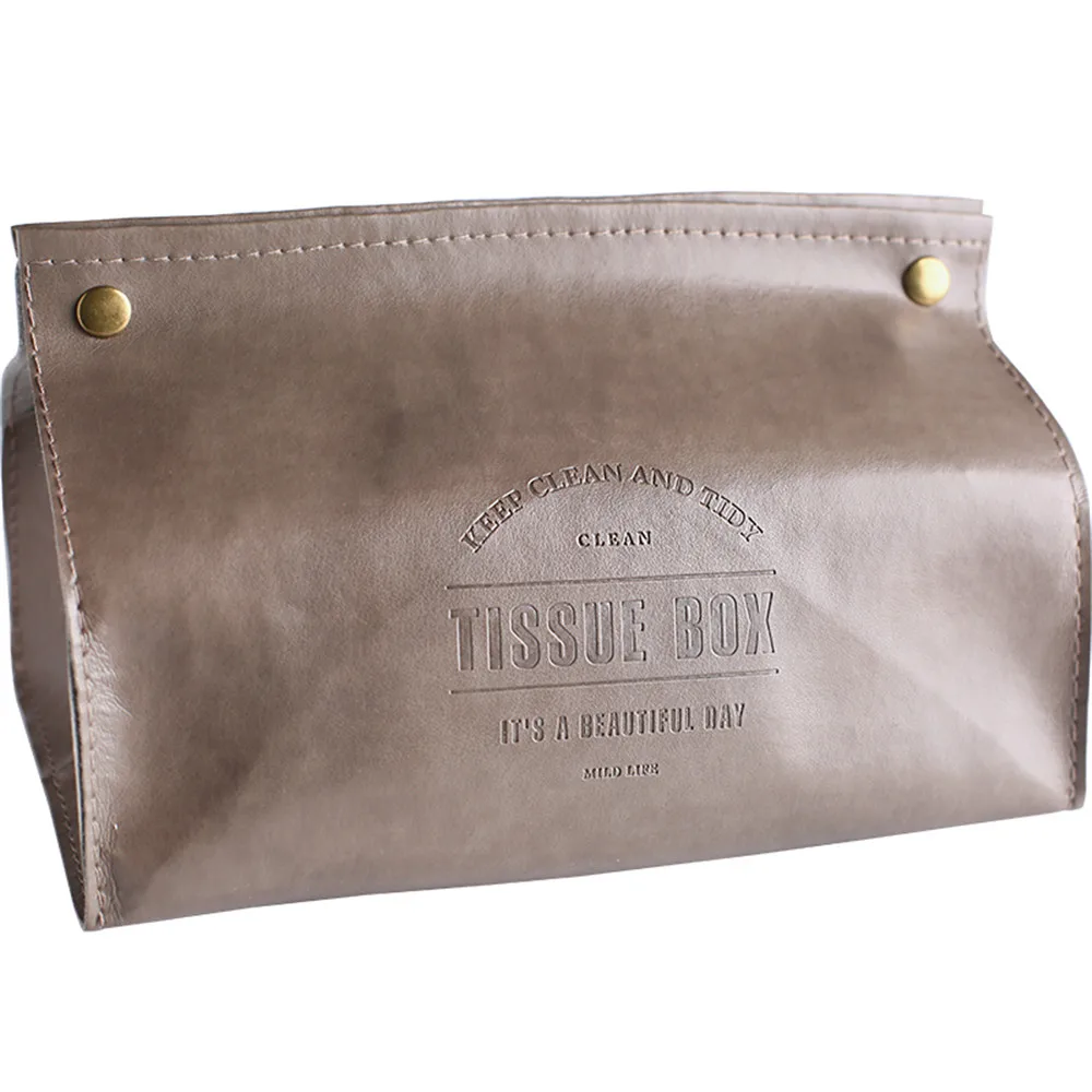 

Creative Tissue Box PU Leather Foldable Napkin Holder Letter Pineapple Pattern Rectangle Home Kitchen Paper Holder Storage Box