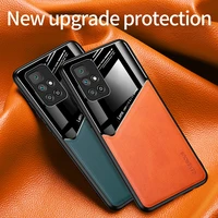 for poco m4 pro 5g case pu leather glossy pc back cover soft frame shockproof phone case for xiaomi poco m4 pro 5g