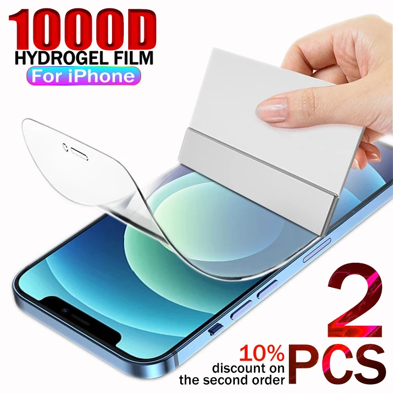 

1000D Full Cover Hydrogel Film For iPhone 12 Pro Max X XR XS 13 Mini Screen Protector For iPhone 11 Pro Max 8 7 6 Plus Not Glass