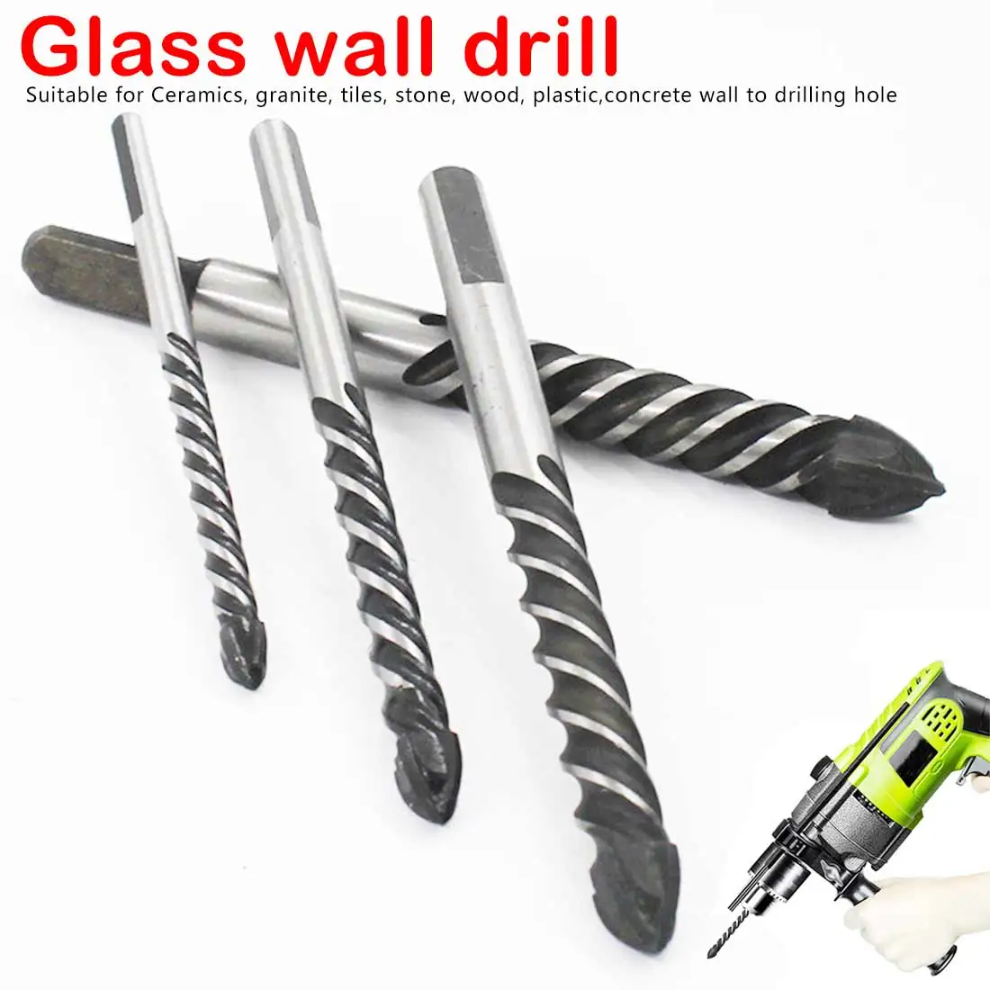 

6-12mm Drill Bit Twist Spade Drill Triangle Bits For Ceramic Tile Concrete Glass Plank Plastic Multifunctional Woodworking Tools