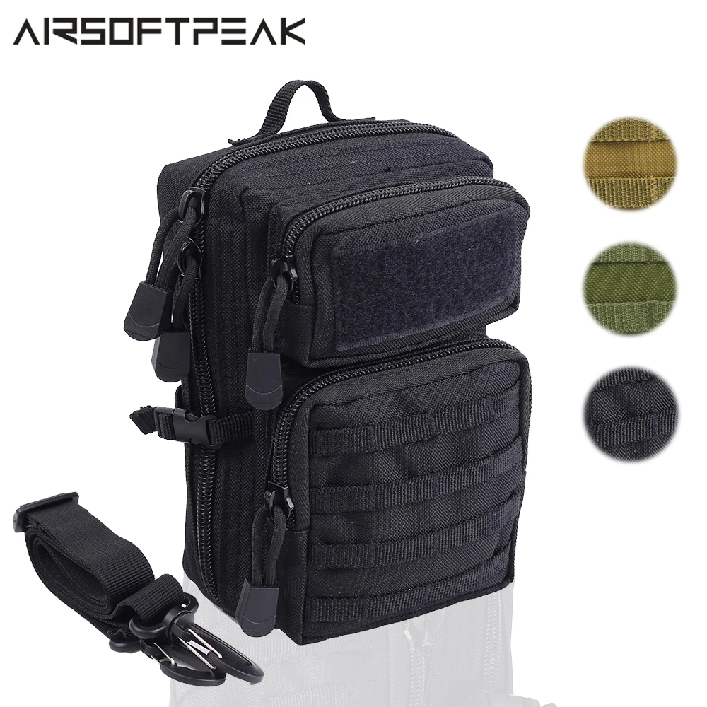 

AIRSOFTPEAK Tactical Molle Pouch Shoulder Bag 600D Nylon Military EDC Utility Accessory Pack Backpack Hunting Fanny Pack Combat