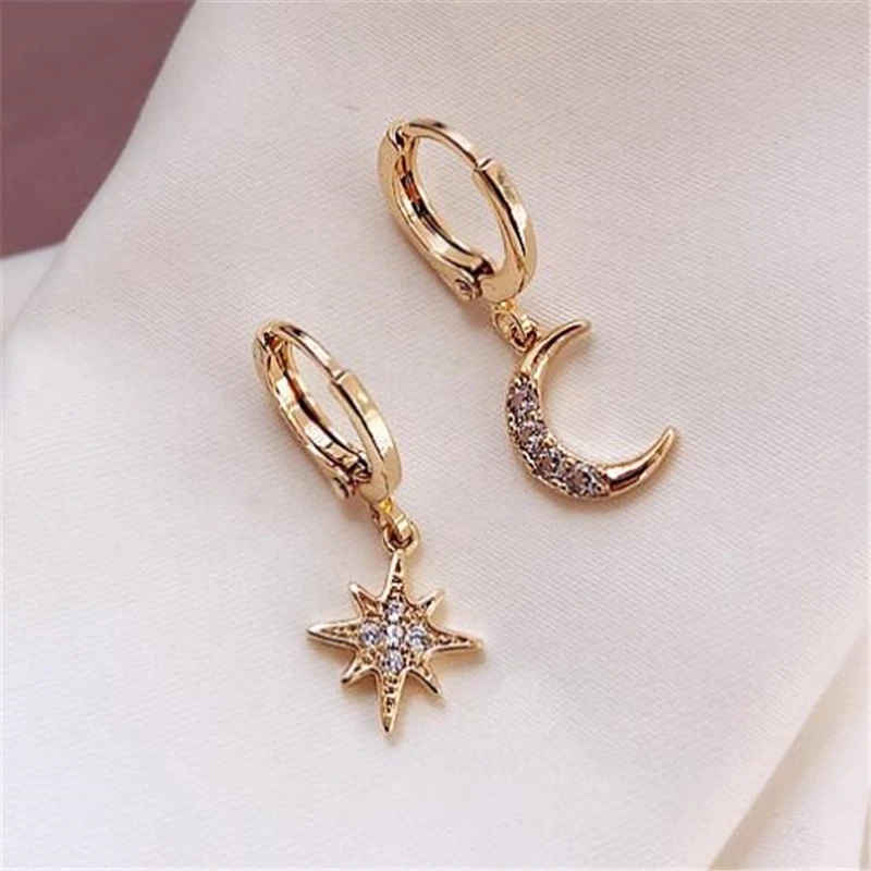 Новое поступление Классические Женские Висячие серьги с кристаллами в виде Луны