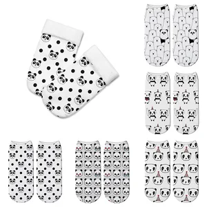 Модные женские носки с 3D принтом панды, новые милые носки до щиколотки унисекс с низким вырезом, мягкие хлопковые повседневные летние женские носки с мультяшным рисунком