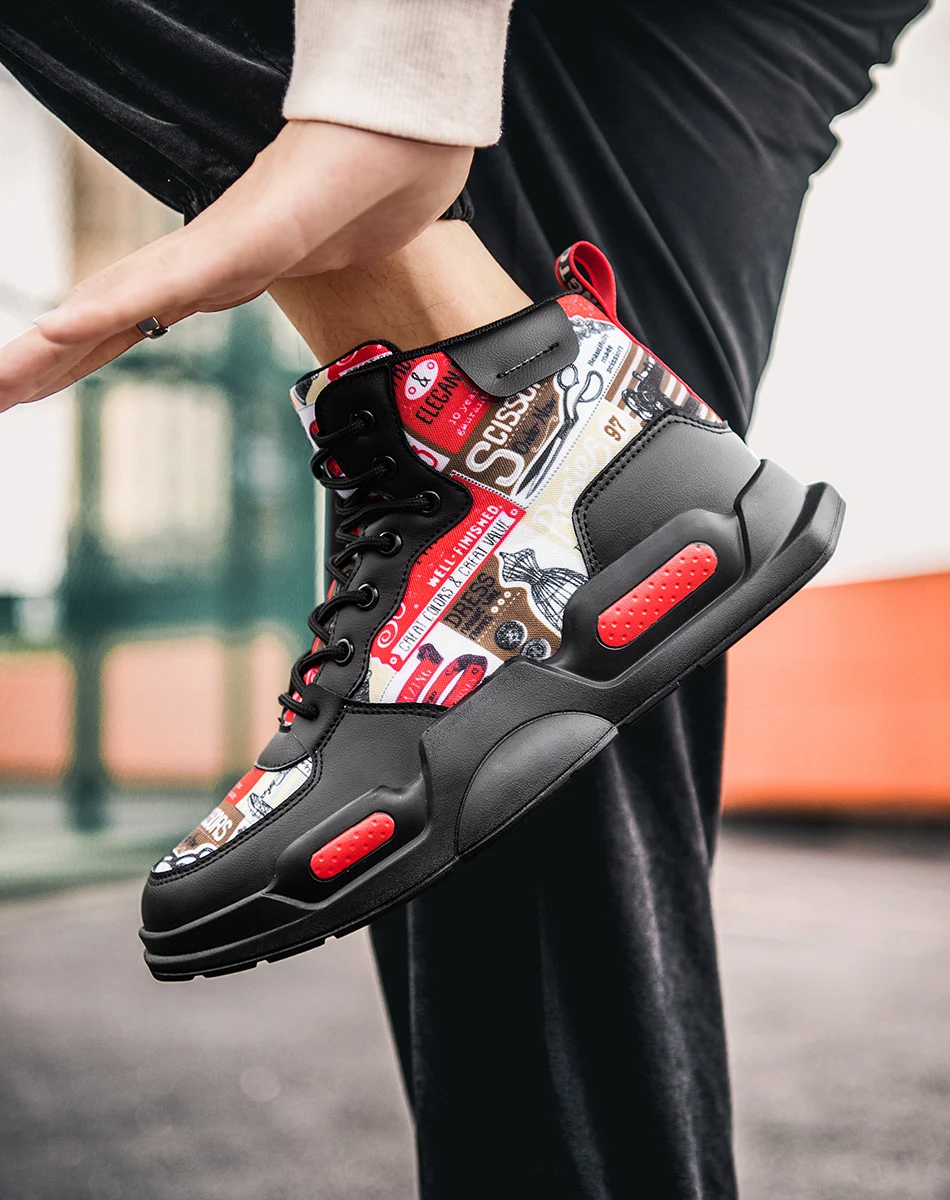 

New High Top Men's Sneakers Color matching Comfortable Sports walking shoes Trend Fitness Running Shoes Thick bottom Brand shoes