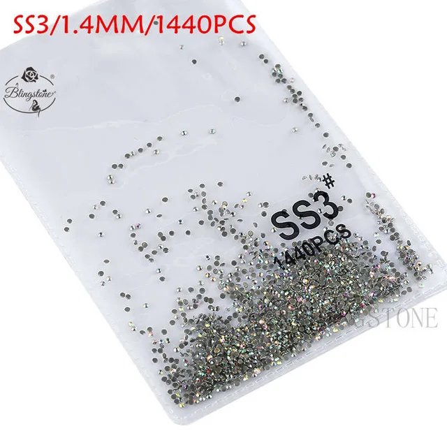 SS3-SS8 1440 шт Супер Блестящий Flatback многоцветный не горячей фиксации стразы для дизайна ногтей украшения обуви и украшение в виде танцующих фигурок - Цвет: hot fix ss3 ab 1440