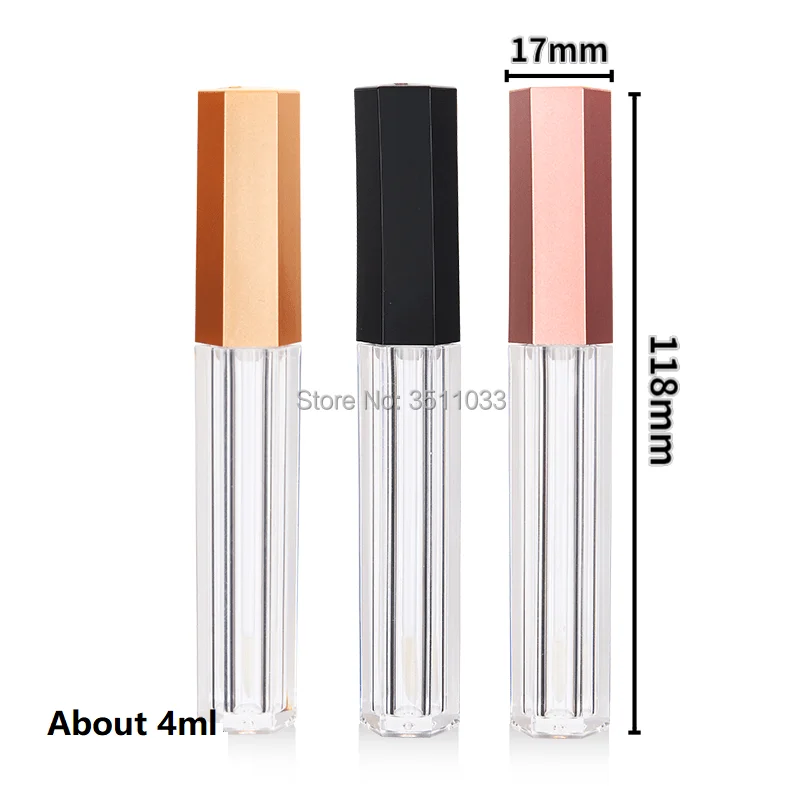 Прозрачный шестигранный косметический блеск для губ 30/50/100 шт. 4 мл пустые