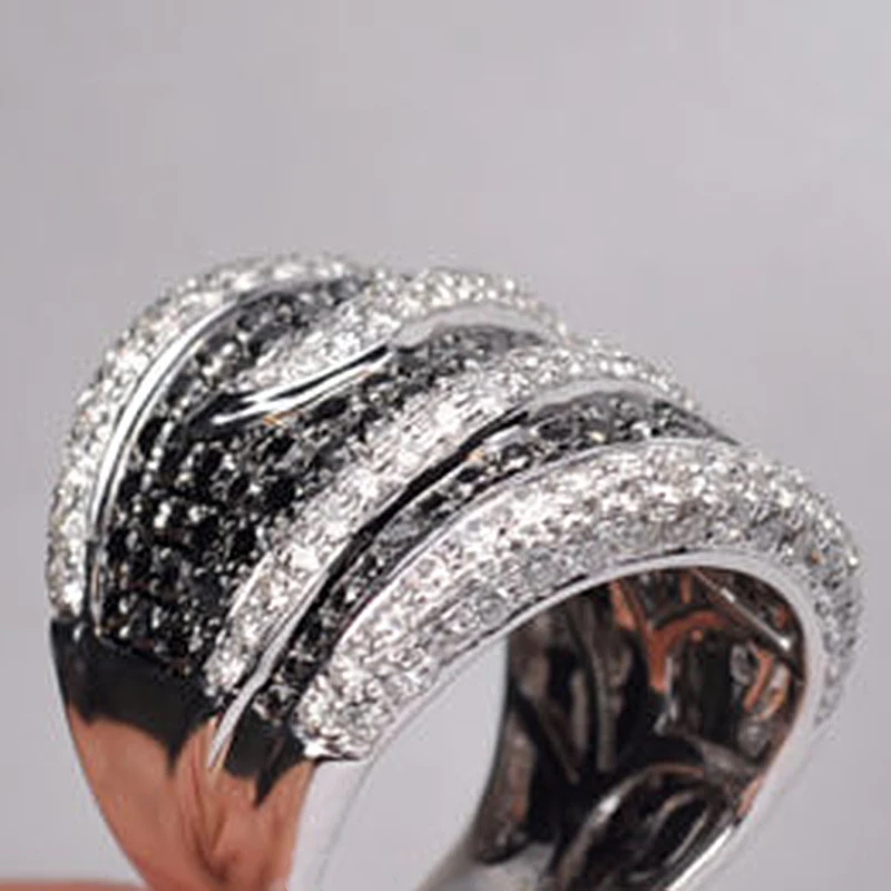 Bohemian Black &amp Silver Color Mix Rings for Women Fashion Design Modern Two Tone Jewelry New Lady Accessory Ring Gift O5K540 | Украшения