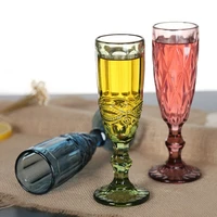 150ml vintage embossed red wine glass goblet cup retro juice glass water drinking champagne cup wedding party wine glasses