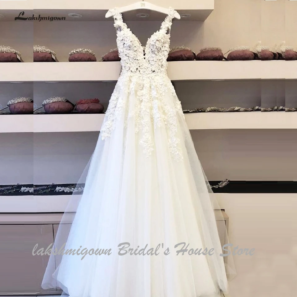 Lakshmigown винтажное кружевное богемное свадебное платье Vestidos de Boda глубокий v-образный вырез сексуальные свадебные платья без рукавов открытая спина в пол