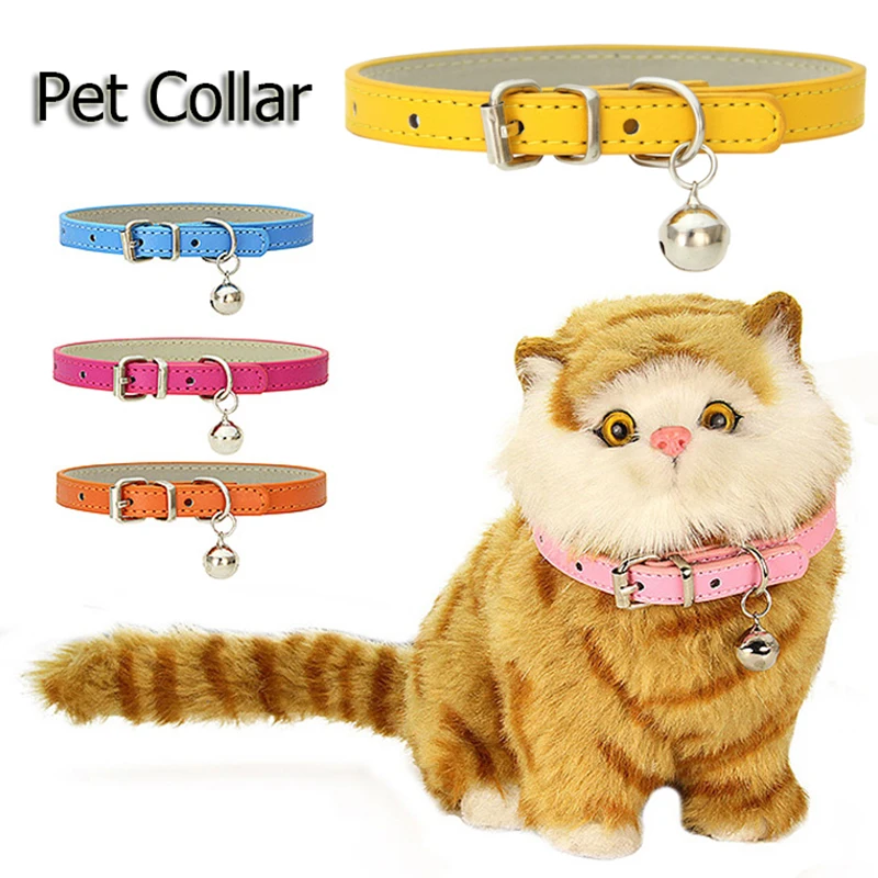 

Pet Bells Collar Cat Adjustable Neck Ring Sash Small Bell Neck Strap Pets Universal Safety Buckle Solid Color Necklace Collars