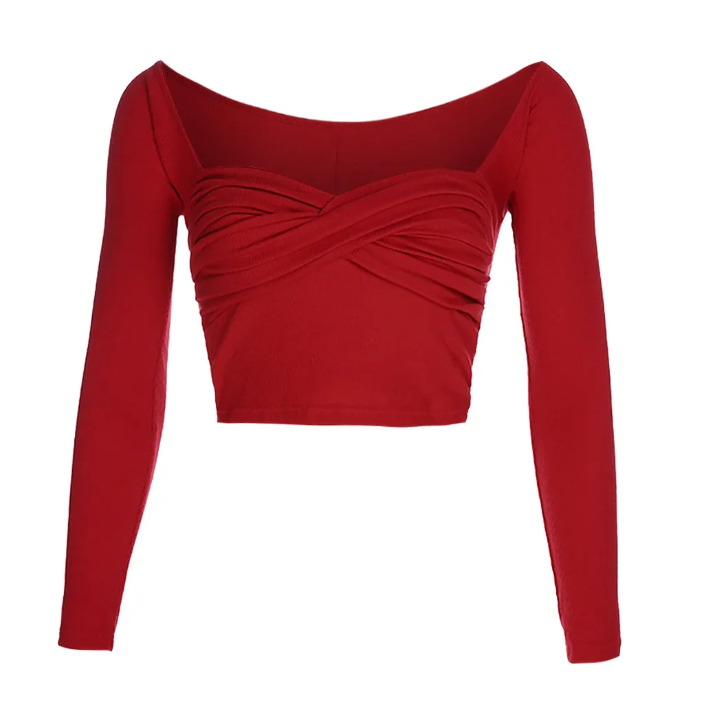 Женская блузка рубашка 2020 модная с v образным вырезом твердая Открытая грудь