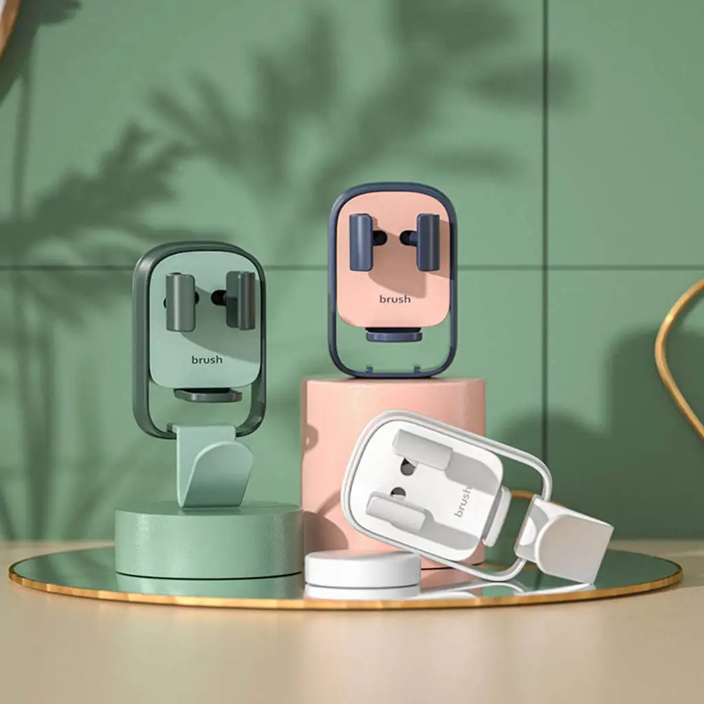 

Adhesive Electric Tooth Brush Holder with Drain Hole Cup Rack Organizer Gravity Holder Storage Holders for Bathroom Punch-Free