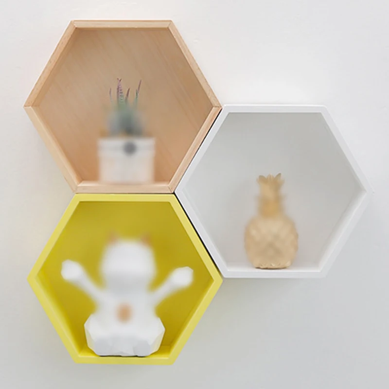 Деревянный настенное крепление шестиугольная рамка книга цветочный горшок