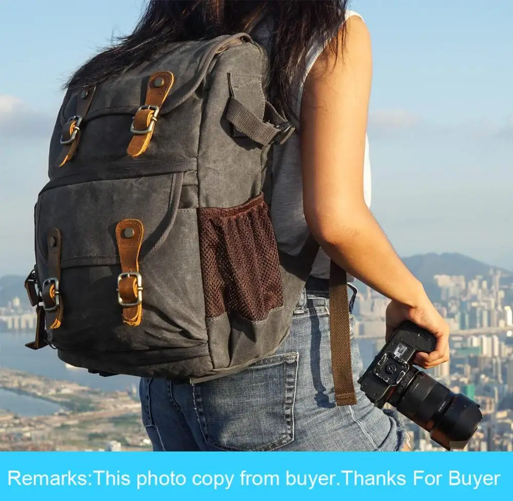 Рюкзак для камеры холст SLR DSLR сумка винтажный рюкзак большая емкость открытая