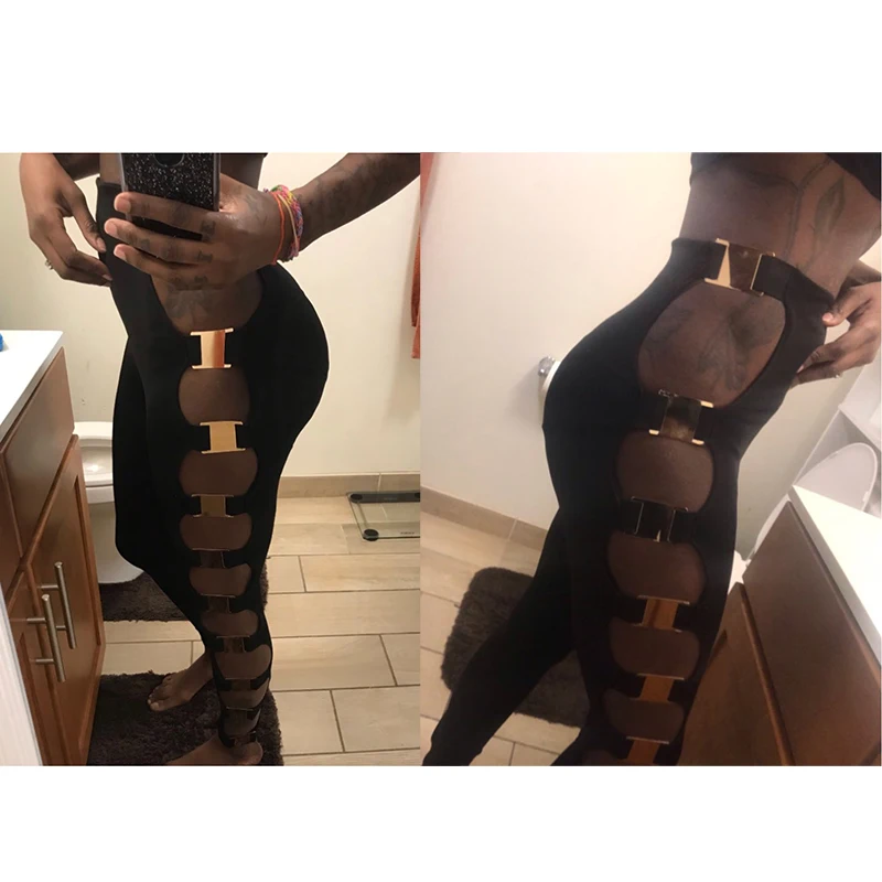 Брюки женские эластичные с вырезами готические облегающие брюки пуш-ап и