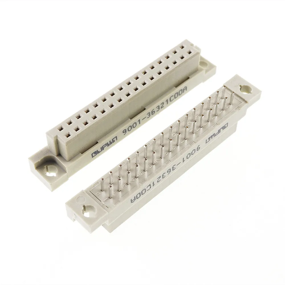 Разъем DIN 100 двухрядный 32 позиции штекер Штекер прямой угол сквозное отверстие