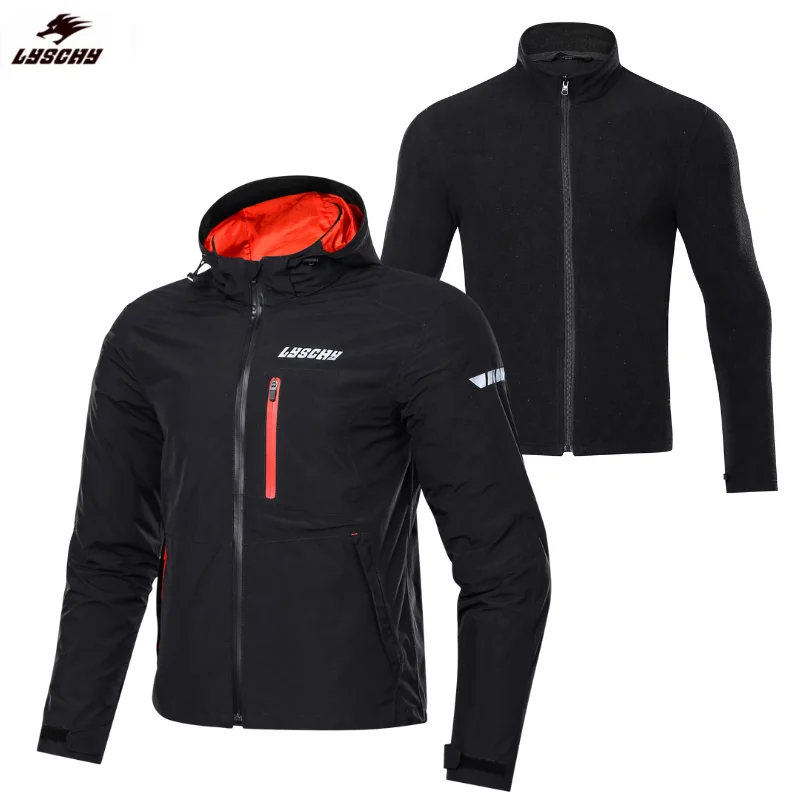 

LYSCHY Four Seasons Motorcycle Jacket Removable Liner Waterproof Motocross Jacket knights Biker Clothes Men Motorbike Clothing