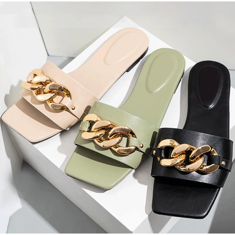 Шлепанцы женские с квадратным носком повседневные сланцы модная Уличная обувь