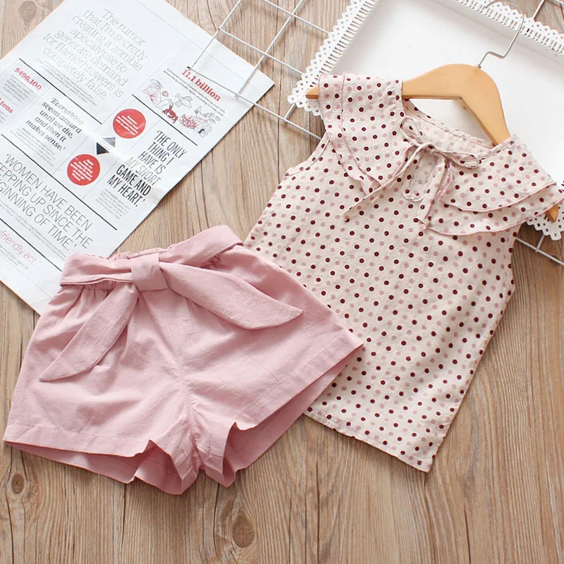 Menoea/модные хлопковые комплекты одежды для девочек летние кружевные Детские без