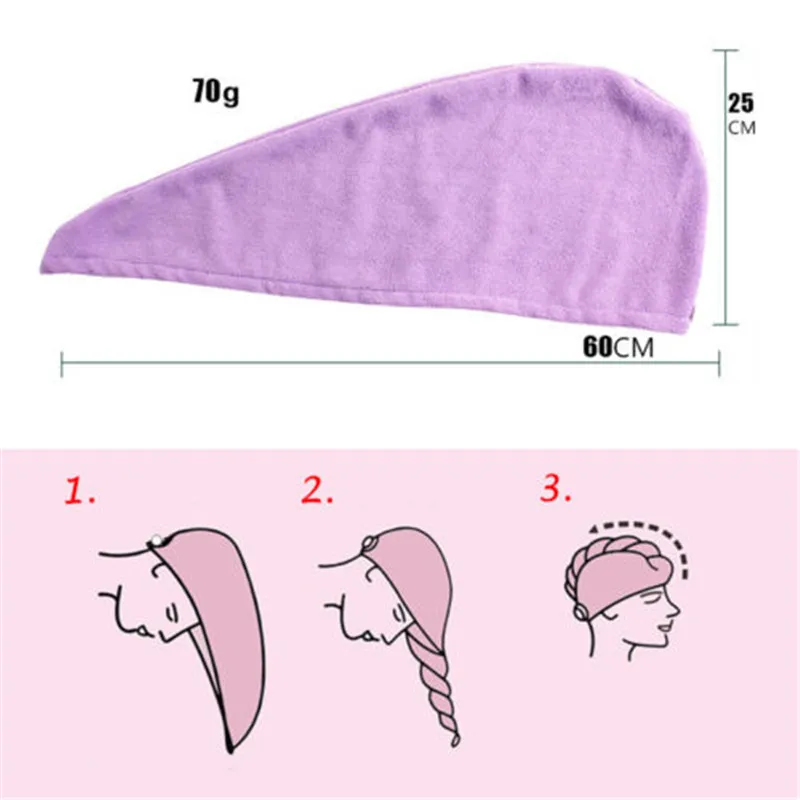 Полотенце для сушки волос однотонный тюрбан супервпитывающий дома и ванной