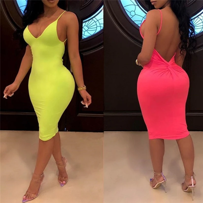Новые летние женские элегантные вечерние платья неоновое сексуальное женское