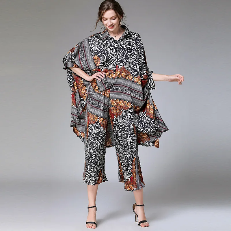 [LANMREM 2021 Новая мода Большой размер размера плюс костюм Женский рукав &quotлетучая